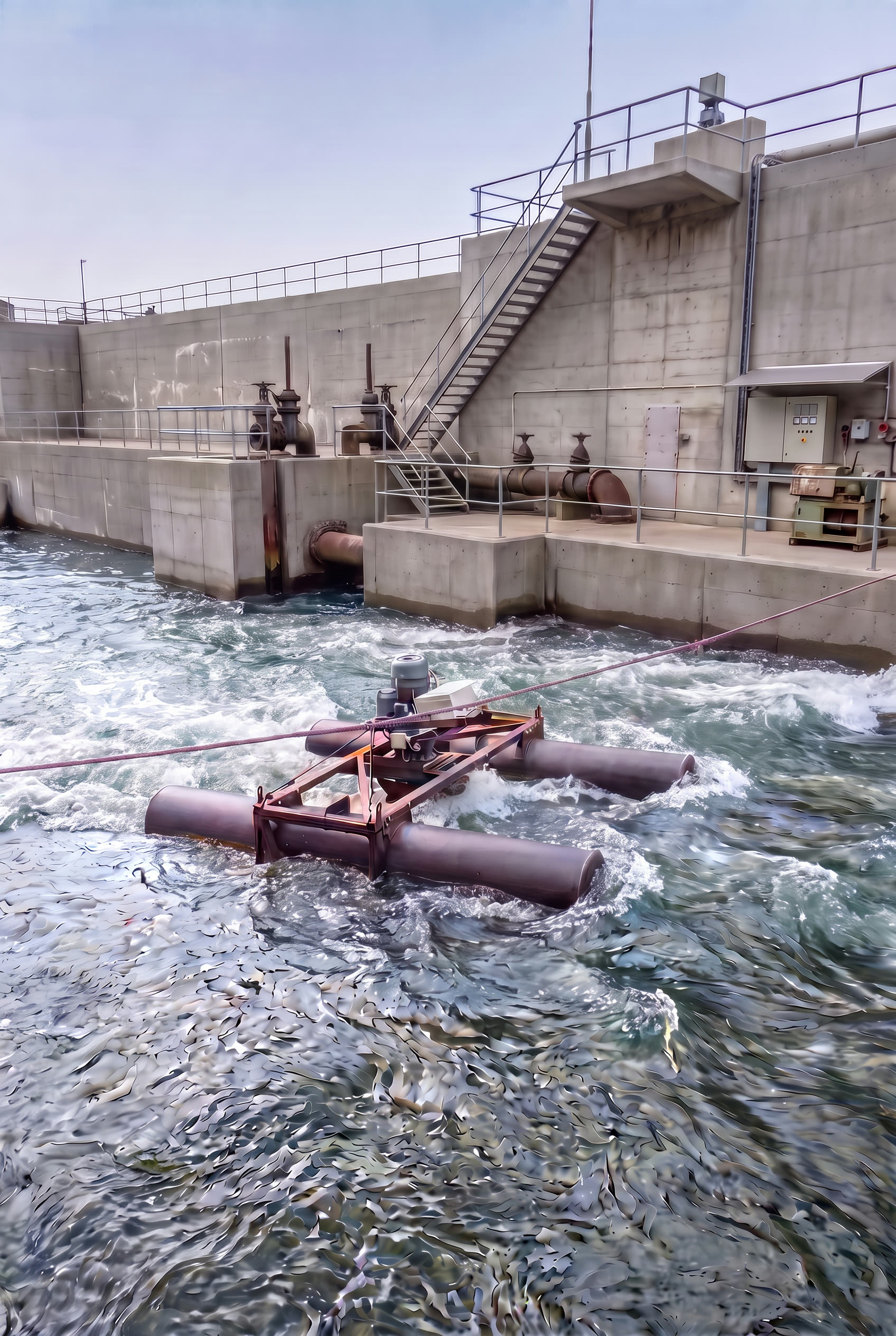 SeaPattern turbine in the outflow channel at a hydropower plant